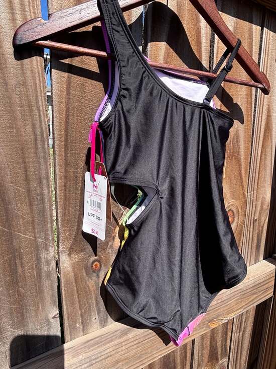 Girls Sport Surf Club One-Shoulder Cut-Out One Piece Swimsuit Size M (10) NWT - Picture 8 of 12